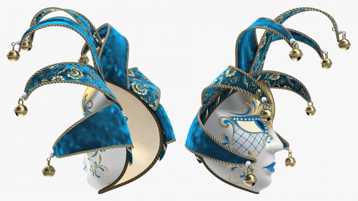 Blue Venetian Full Face Carnival Mask 3D