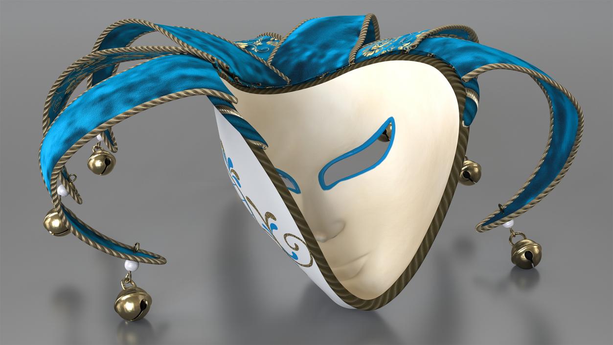 Blue Venetian Full Face Carnival Mask 3D