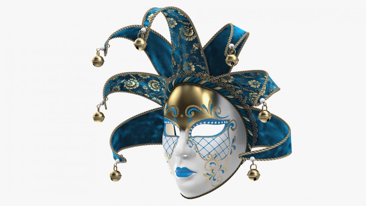 Blue Venetian Full Face Carnival Mask 3D