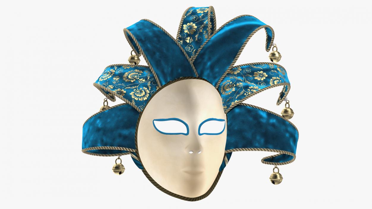 Blue Venetian Full Face Carnival Mask 3D