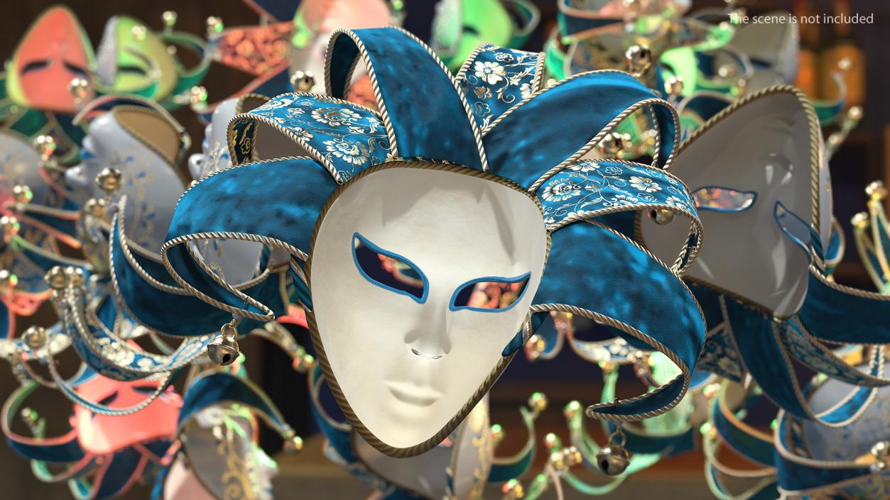 Blue Venetian Full Face Carnival Mask 3D