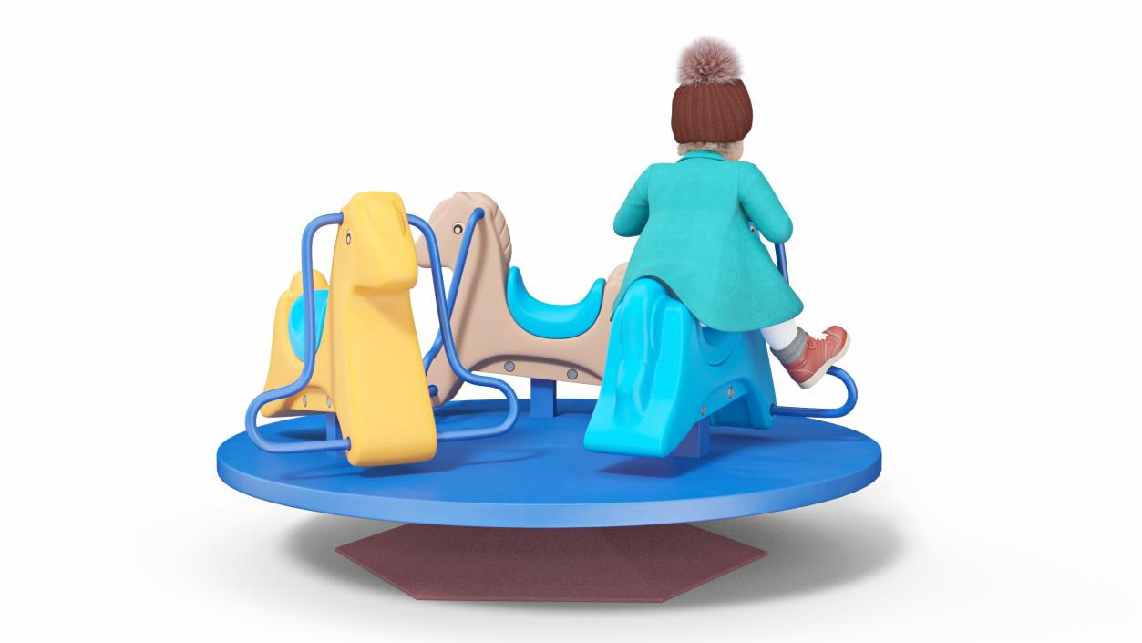 Toddler Girl on Carousel 3D model