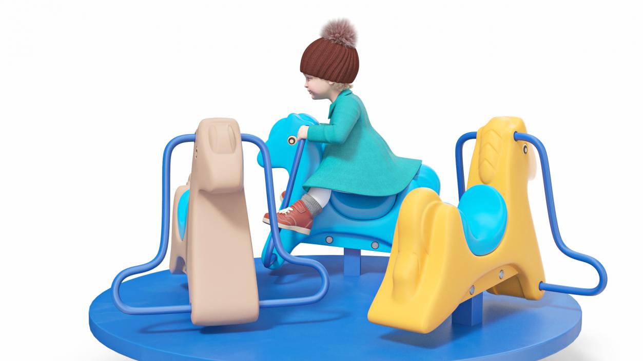 Toddler Girl on Carousel 3D model