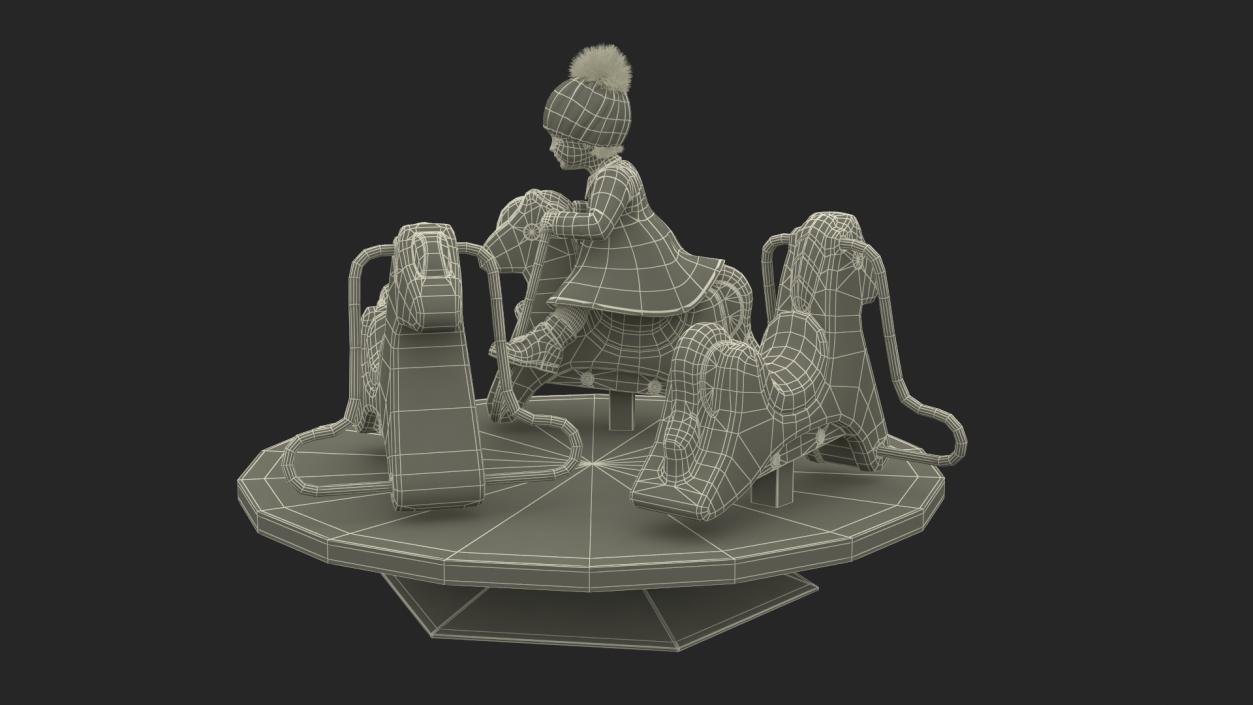 Toddler Girl on Carousel 3D model