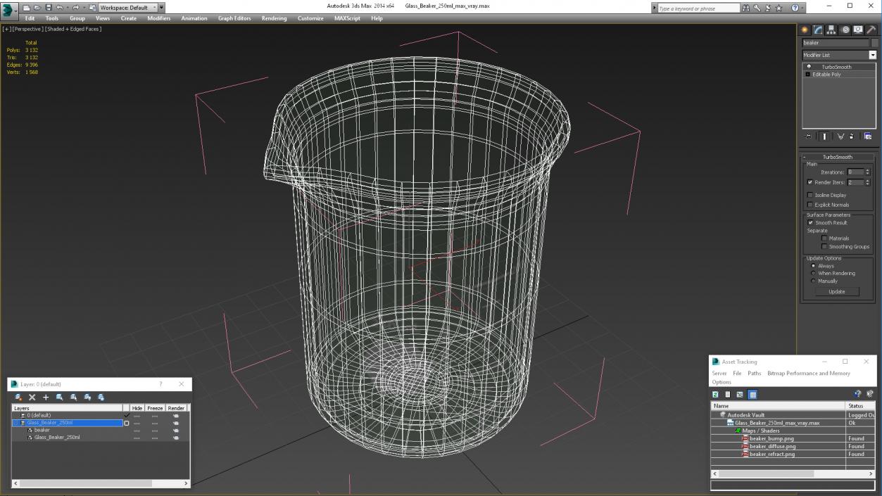 3D Glass Beaker 250ml model