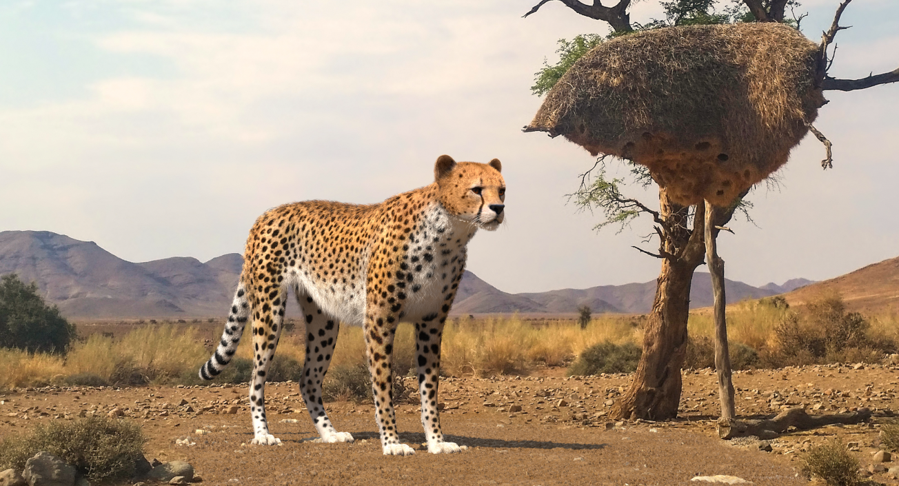 3D Cheetah Rigged with Fur model