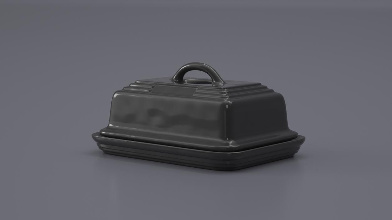 Stoneware Butter Dish Black 3D