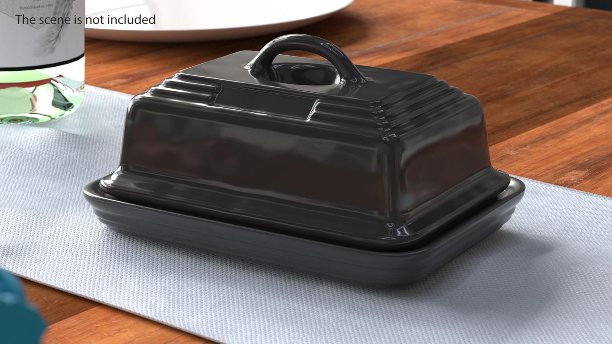 Stoneware Butter Dish Black 3D