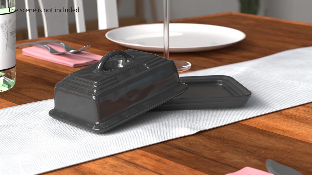 Stoneware Butter Dish Black 3D