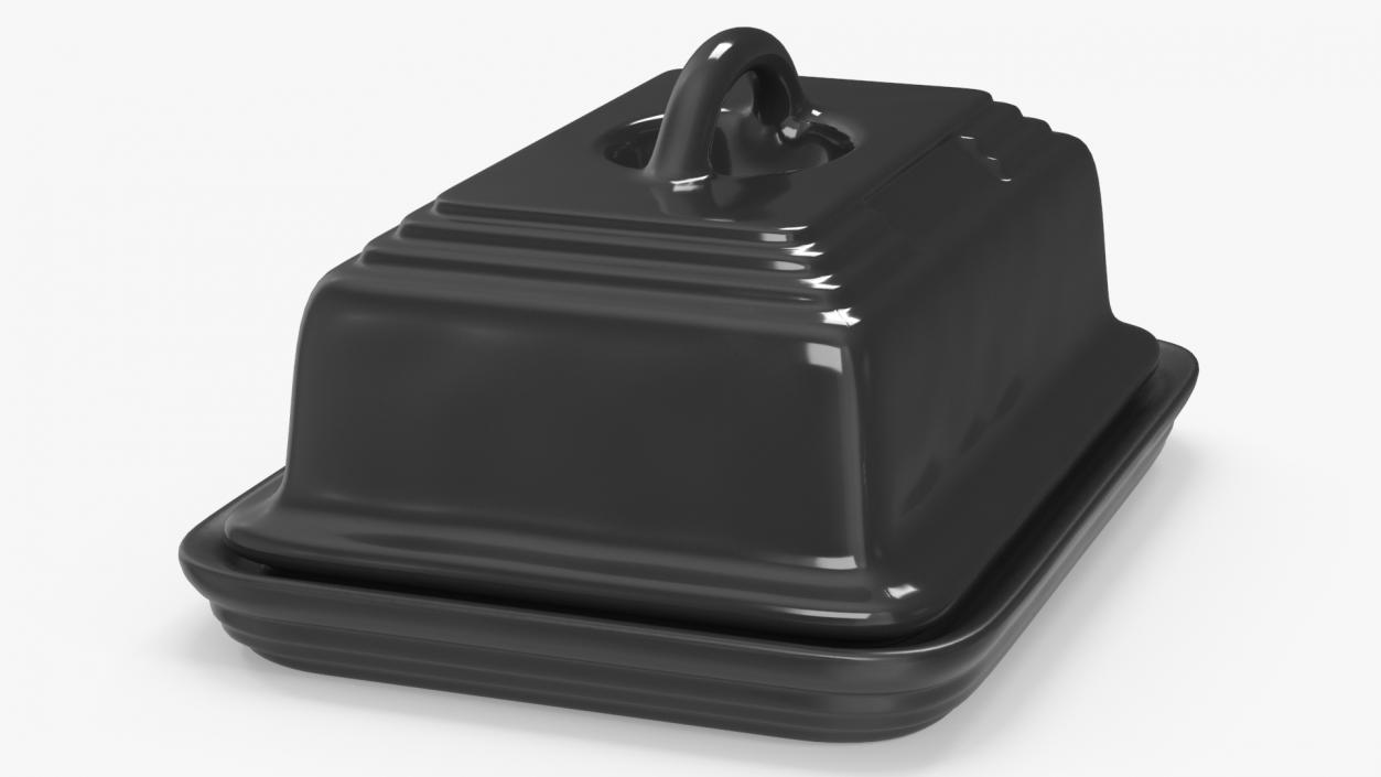 Stoneware Butter Dish Black 3D