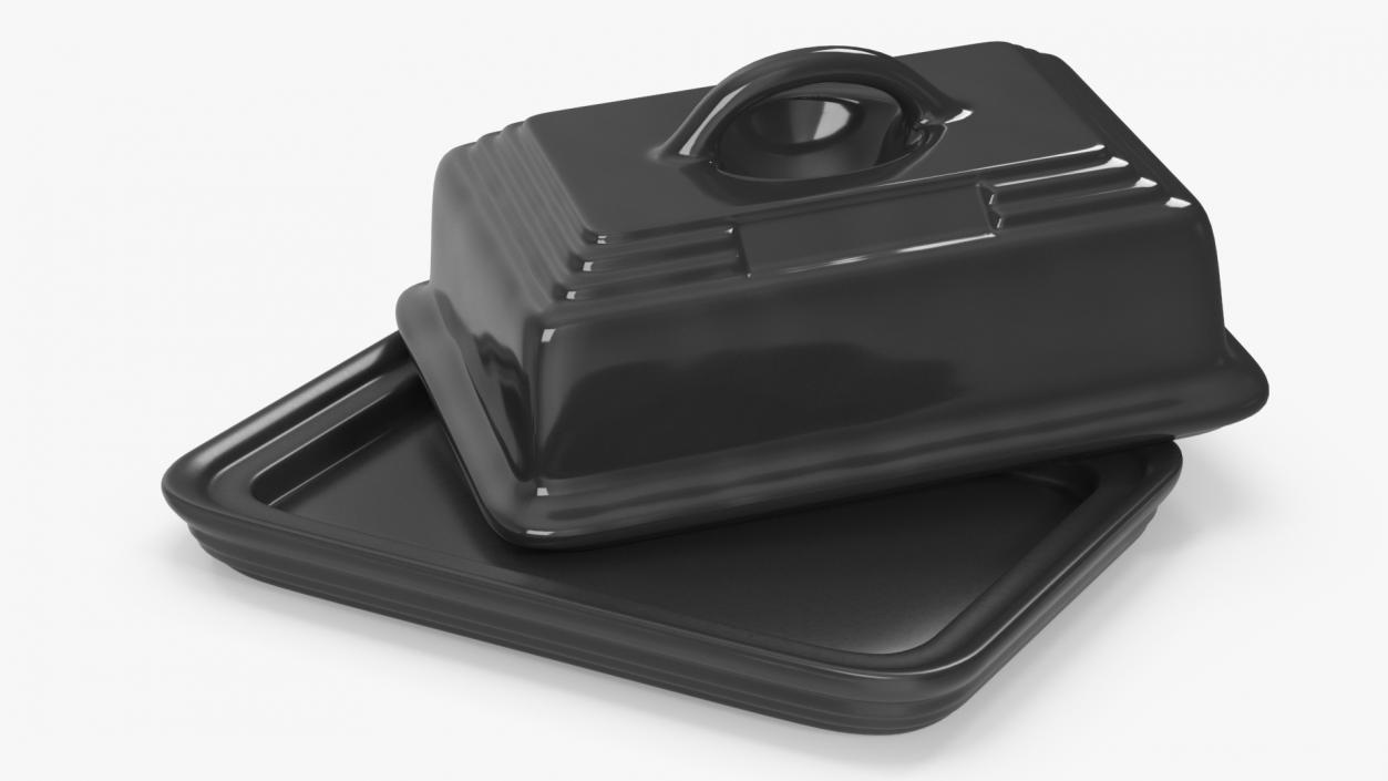 Stoneware Butter Dish Black 3D