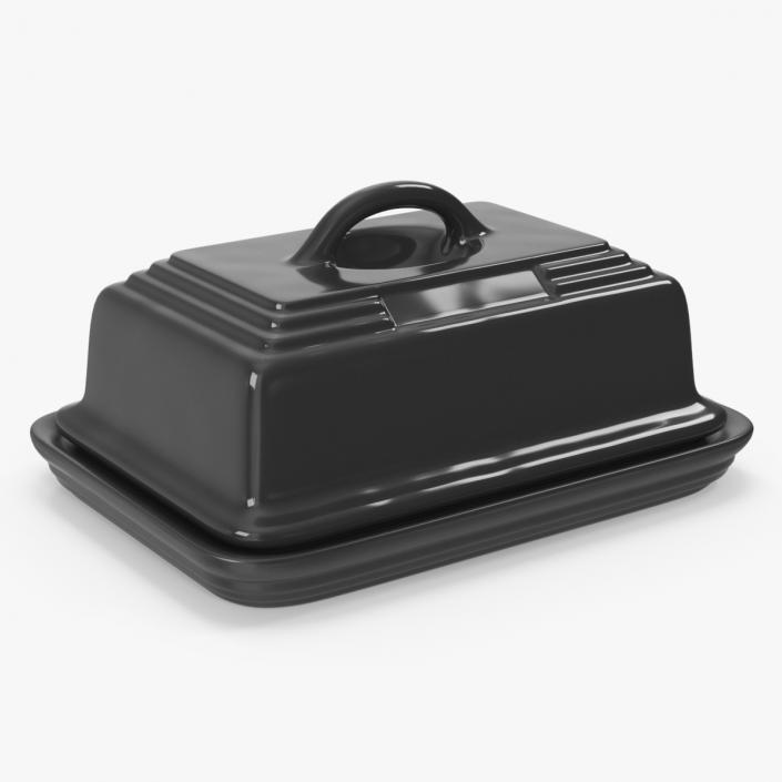 Stoneware Butter Dish Black 3D