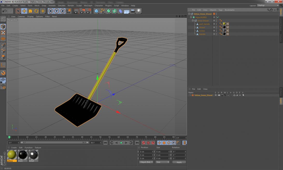 3D Yellow Snow Shovel model