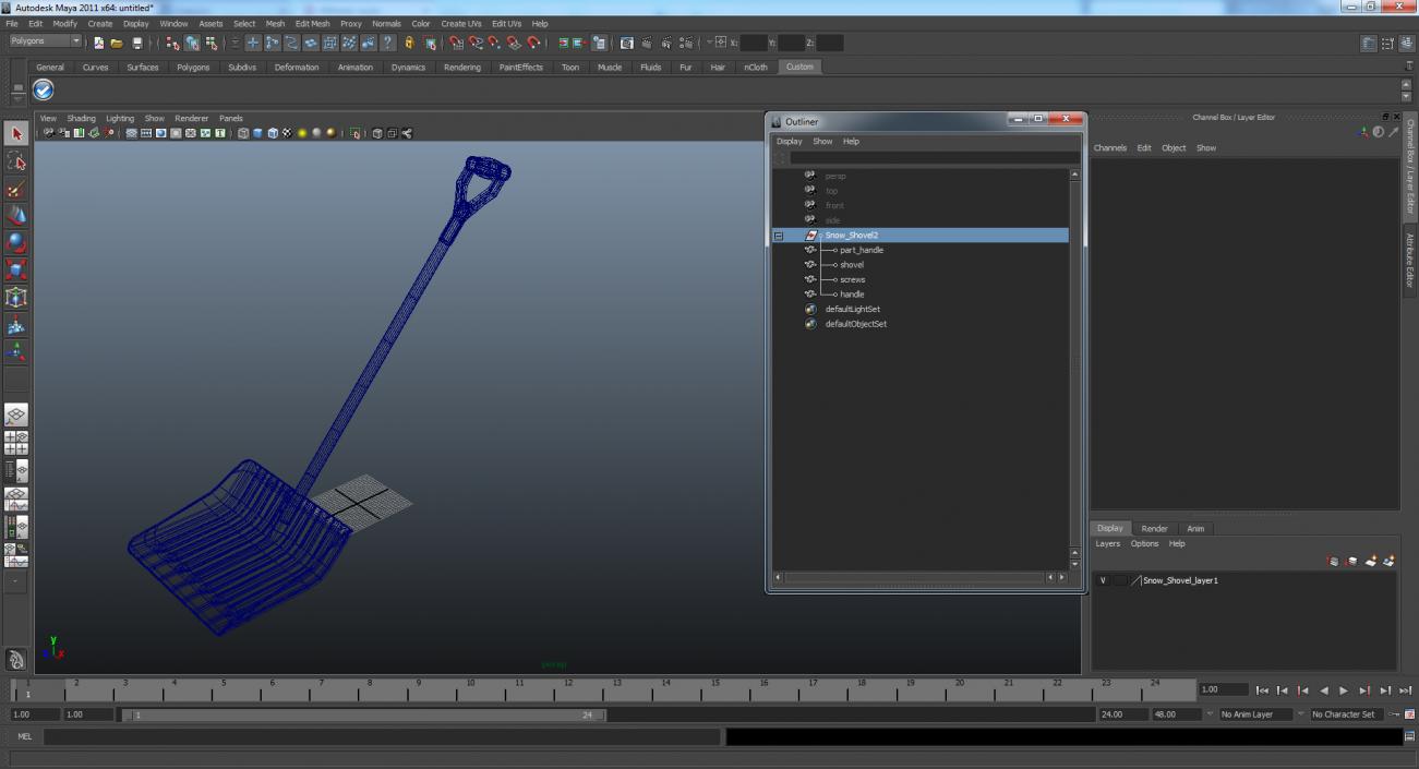 3D Yellow Snow Shovel model