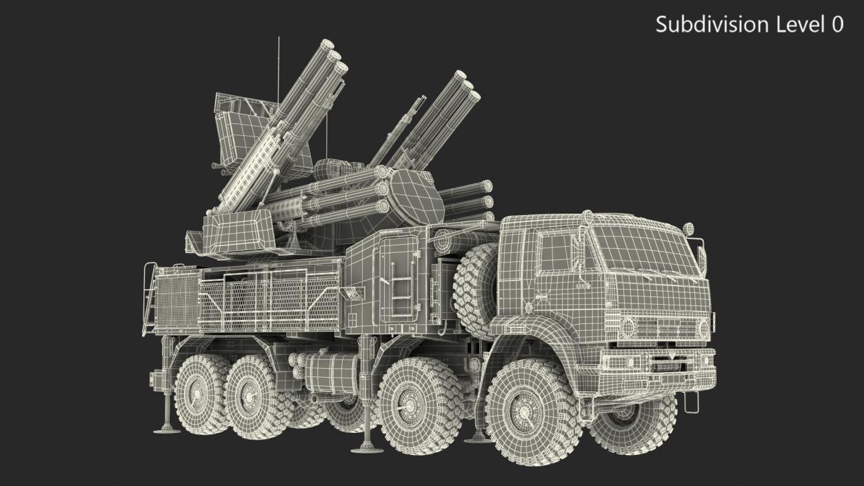 3D Missile System Pantsir S1 SA-22 Greyhound Rigged model