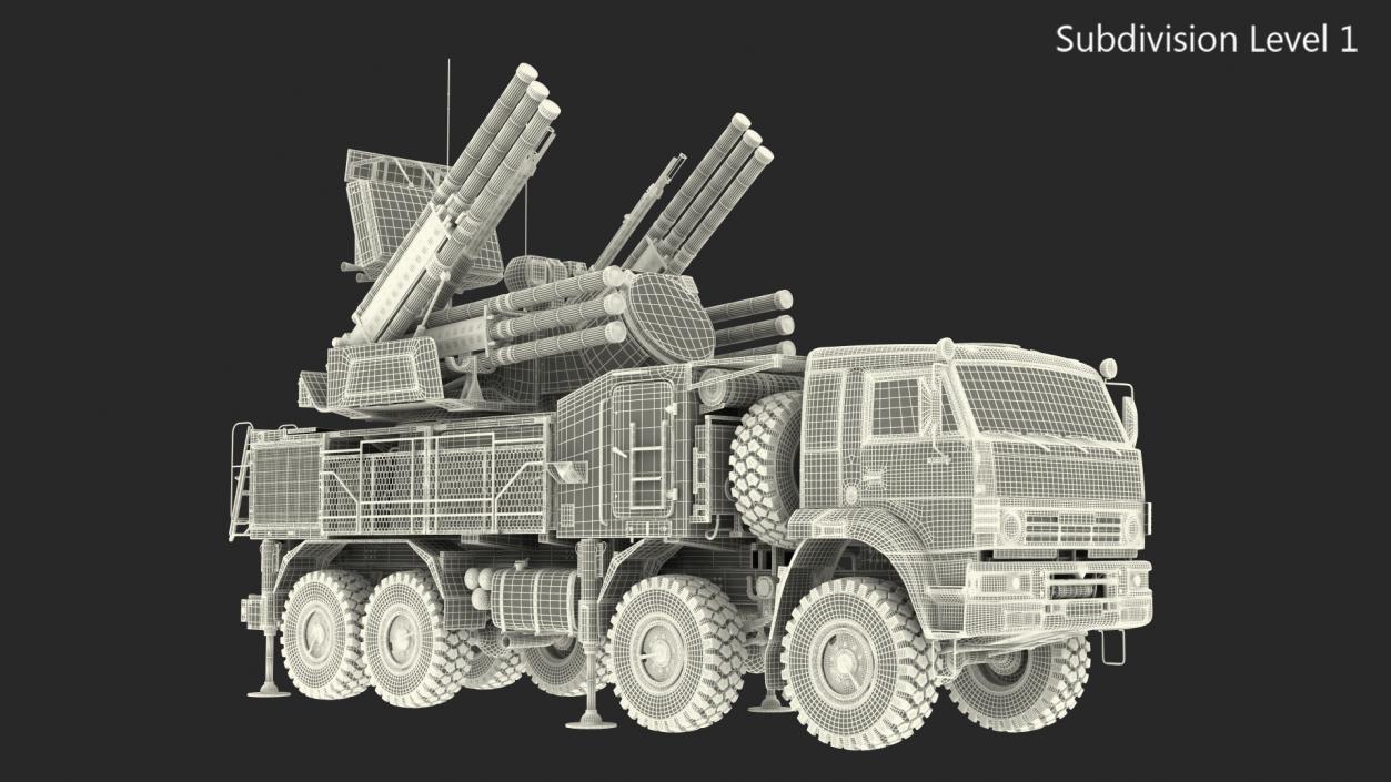 3D Missile System Pantsir S1 SA-22 Greyhound Rigged model