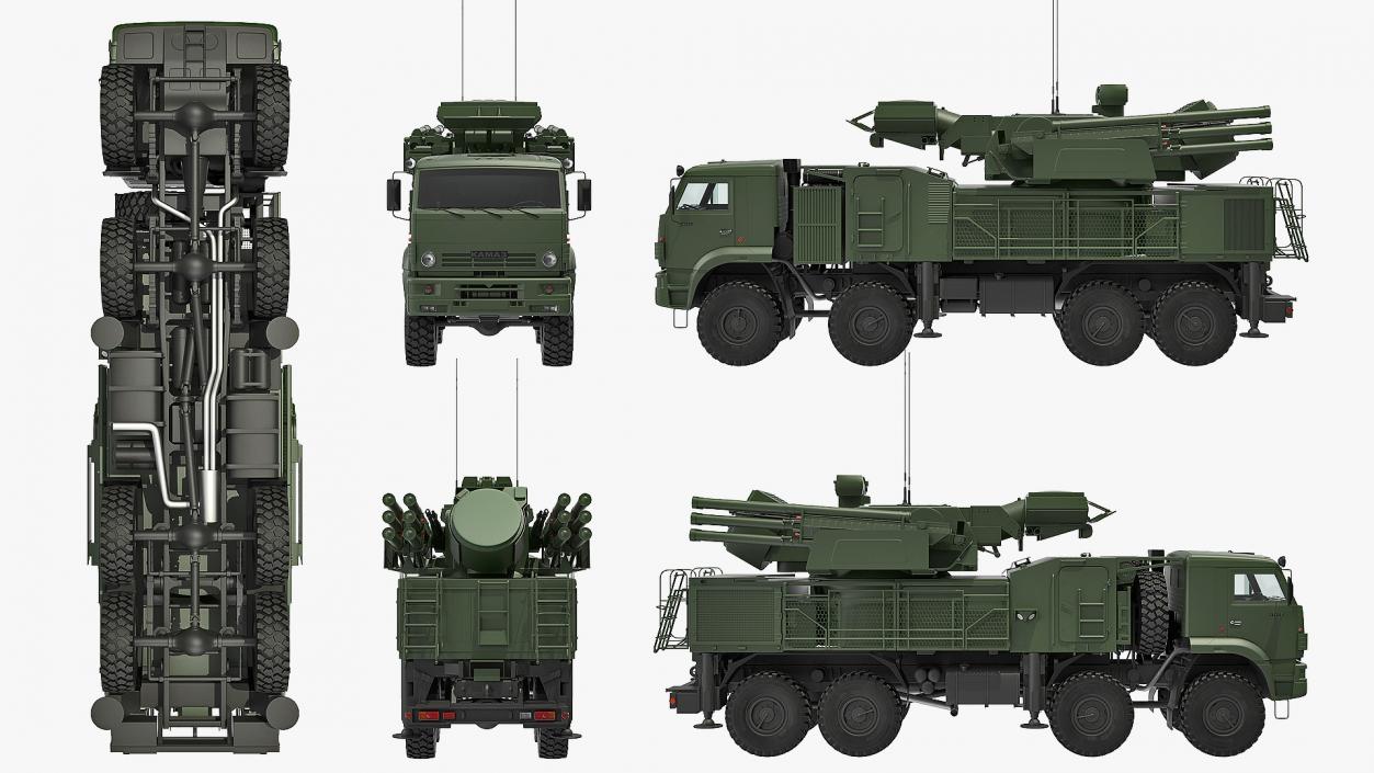 3D Missile System Pantsir S1 SA-22 Greyhound Rigged model