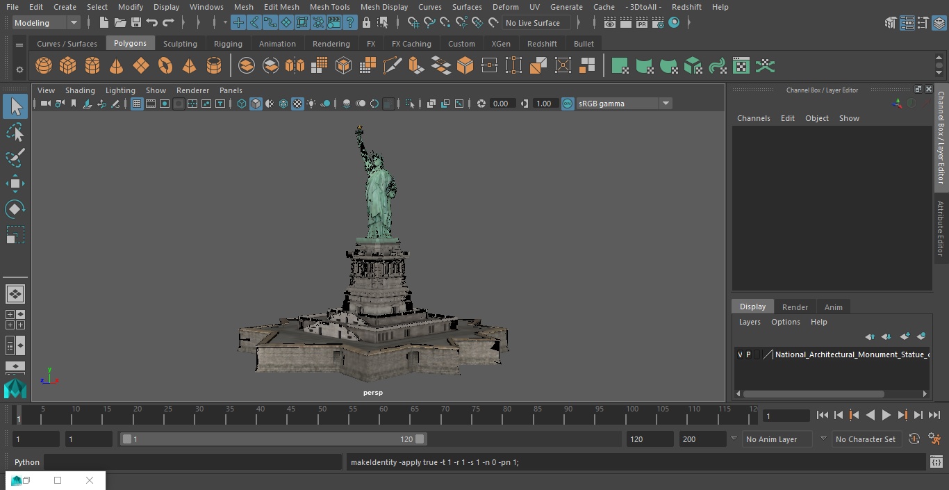 National Architectural Monument Statue of Liberty 3D model