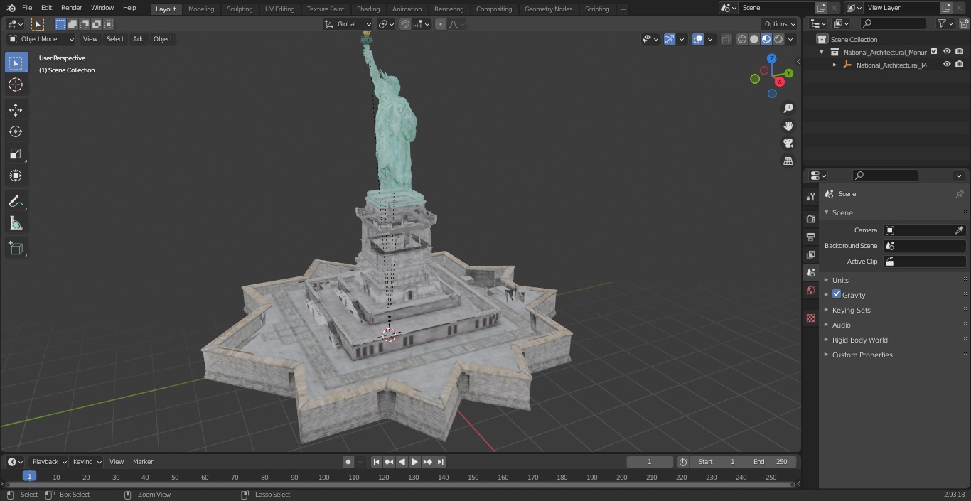 National Architectural Monument Statue of Liberty 3D model