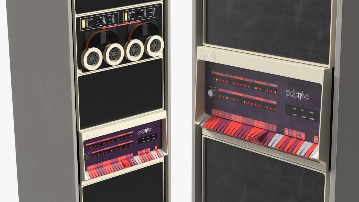 3D model Retro Mini Computer DEC PDP 11 Lights On