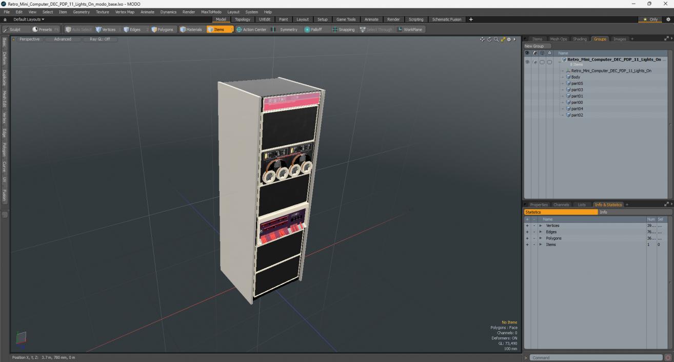 3D model Retro Mini Computer DEC PDP 11 Lights On