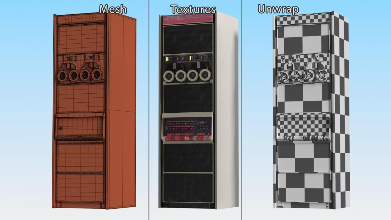 3D model Retro Mini Computer DEC PDP 11 Lights On