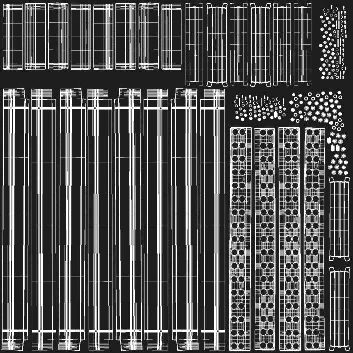 Open Frame Server Rack 44U Empty 3D