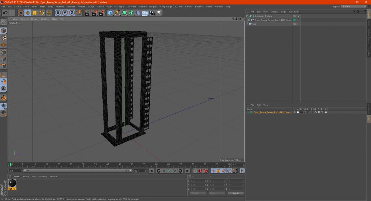 Open Frame Server Rack 44U Empty 3D