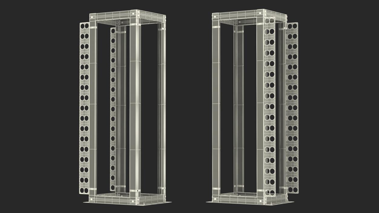 Open Frame Server Rack 44U Empty 3D