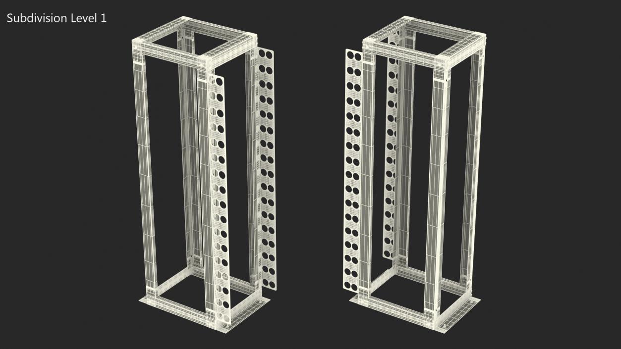 Open Frame Server Rack 44U Empty 3D