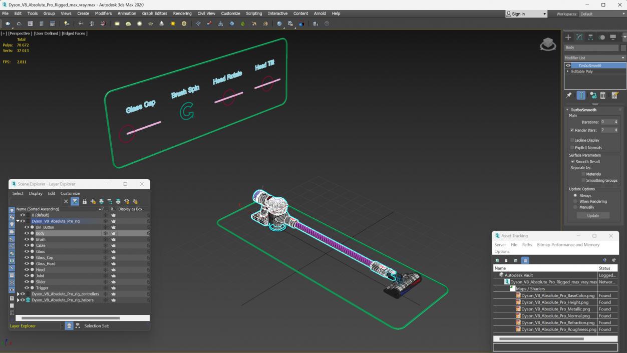 3D Dyson V8 Absolute Pro Rigged model