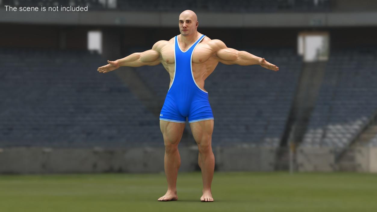 3D model Muscular Athlete T pose in Asics Blue Singlet