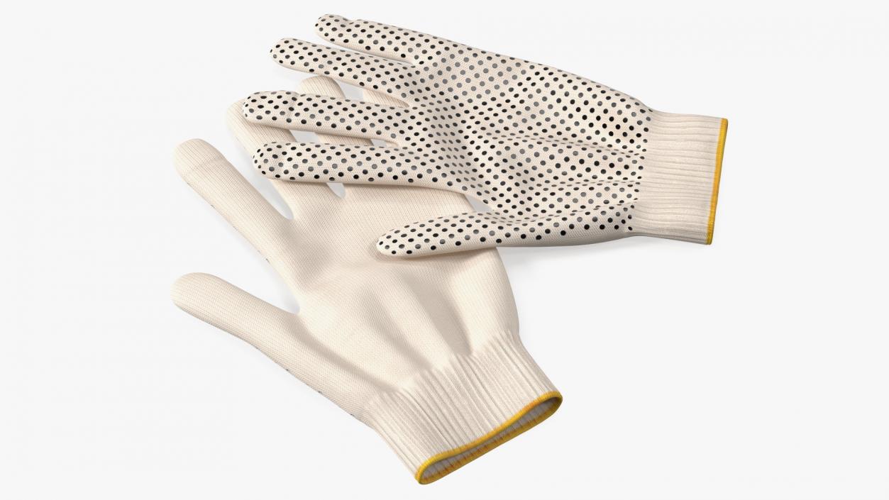 Cotton Work Gloves Beige 3D model