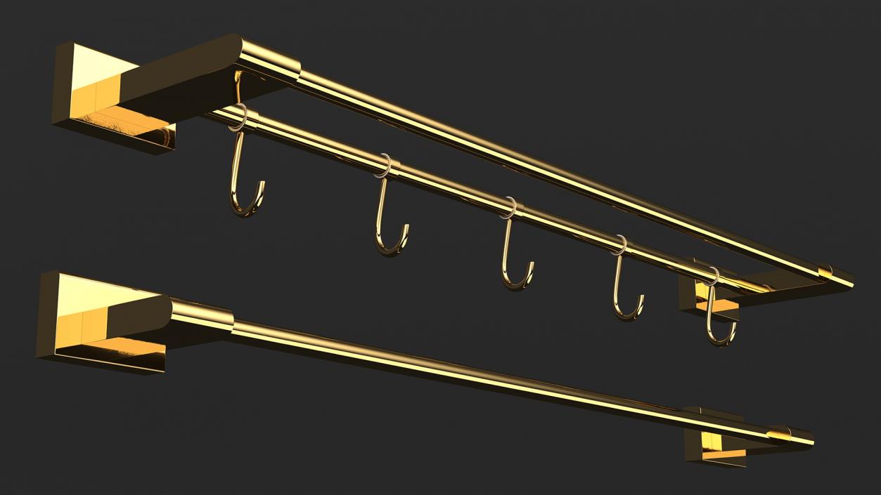 Double Towel Rack Gold 3D