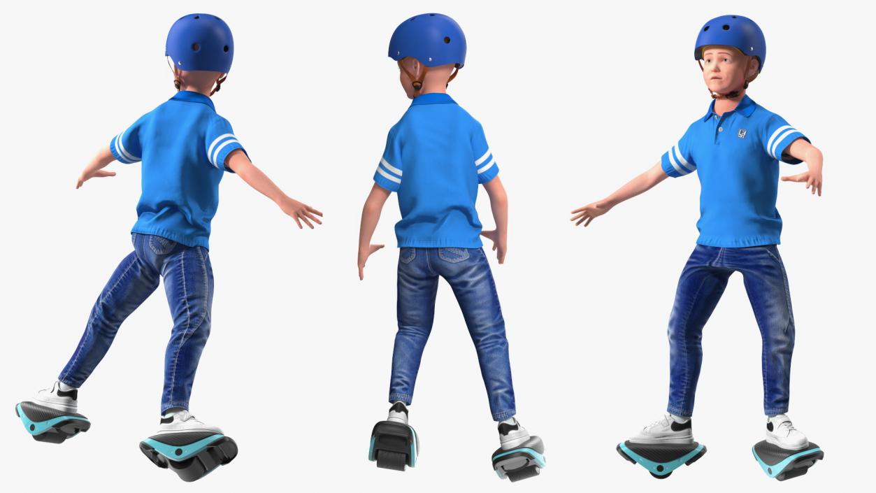 3D model Teenage Boy on Electric Drift Roller Skates Rigged