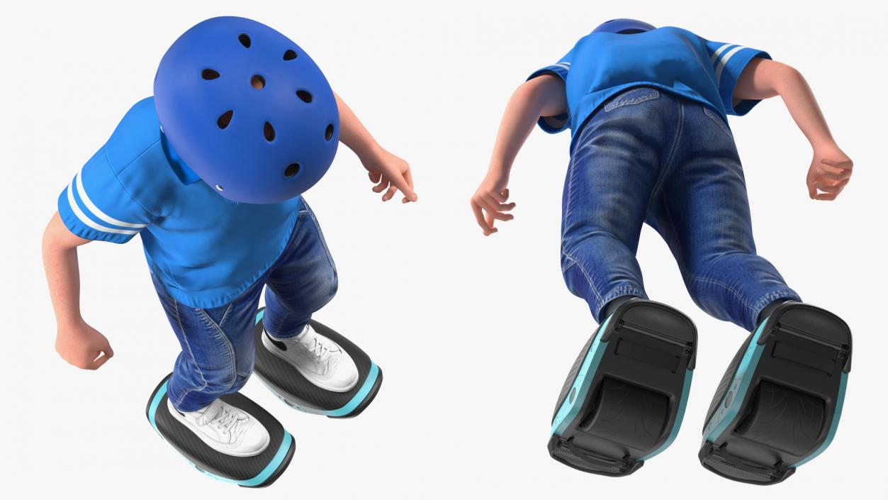 3D model Teenage Boy on Electric Drift Roller Skates Rigged