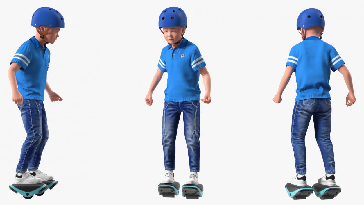 3D model Teenage Boy on Electric Drift Roller Skates Rigged