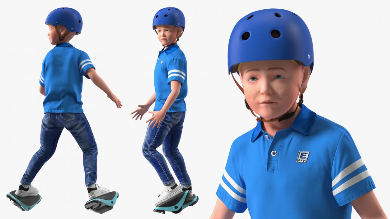 3D model Teenage Boy on Electric Drift Roller Skates Rigged