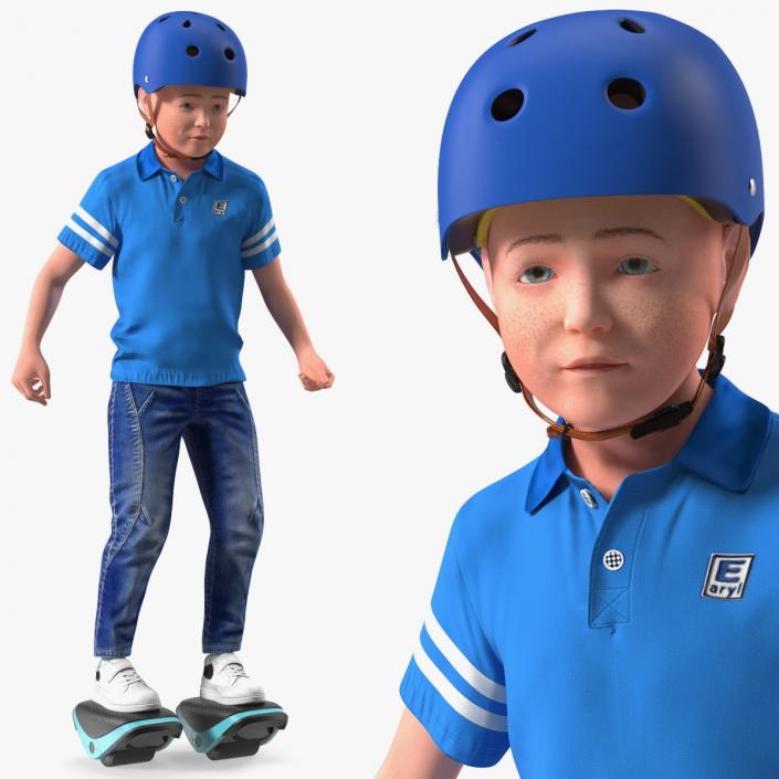 3D model Teenage Boy on Electric Drift Roller Skates Rigged