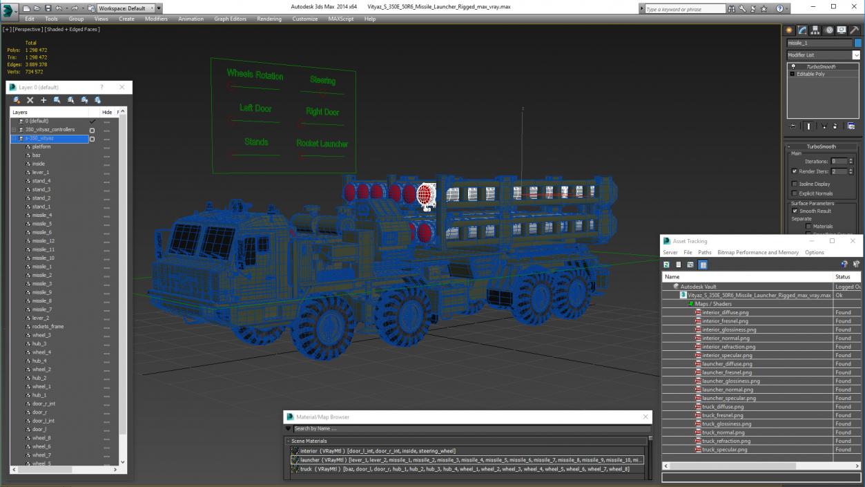 Vityaz S 350E 50R6 Missile Launcher Rigged 3D