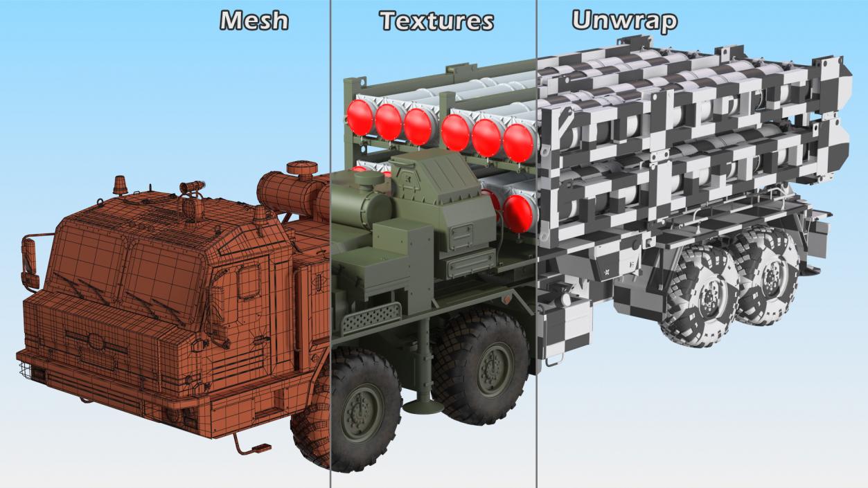 Vityaz S 350E 50R6 Missile Launcher Rigged 3D