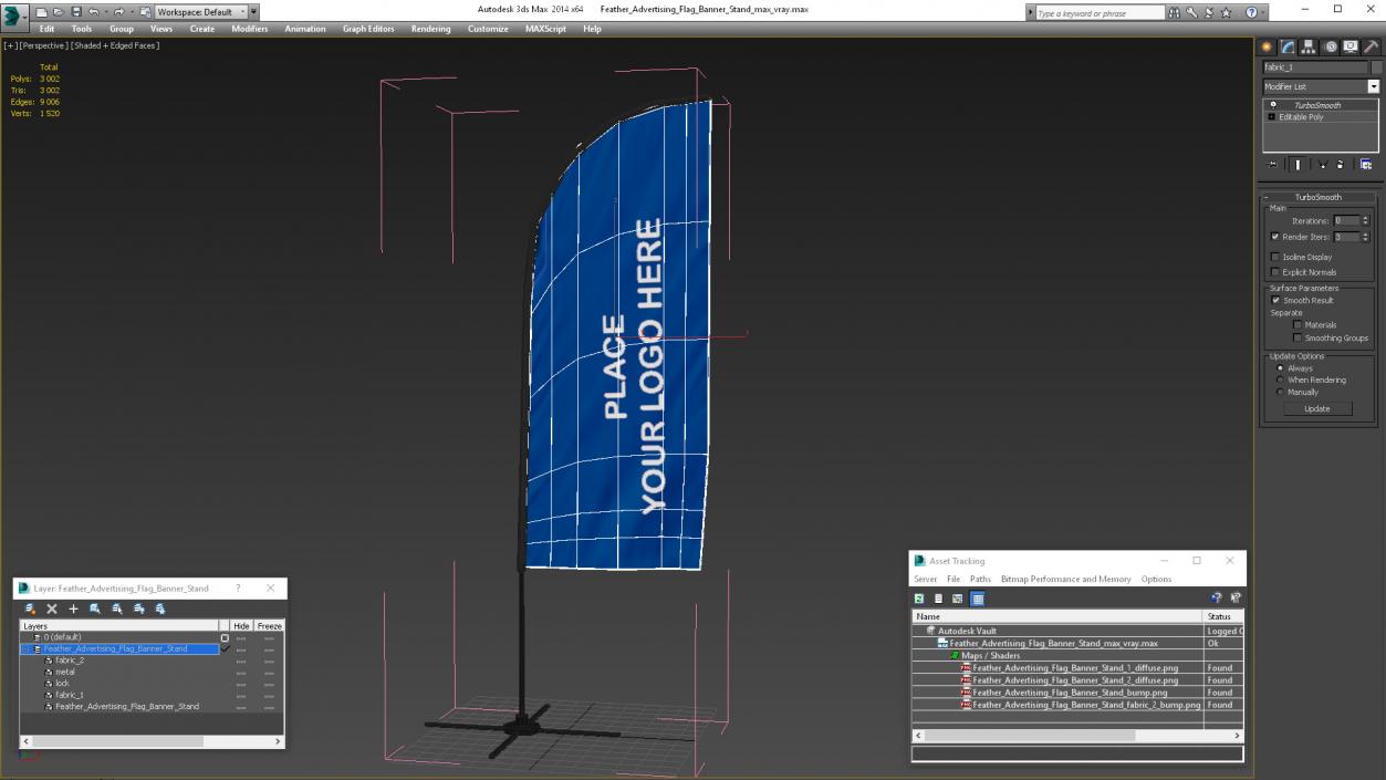 Feather Advertising Flag Banner Stand 3D