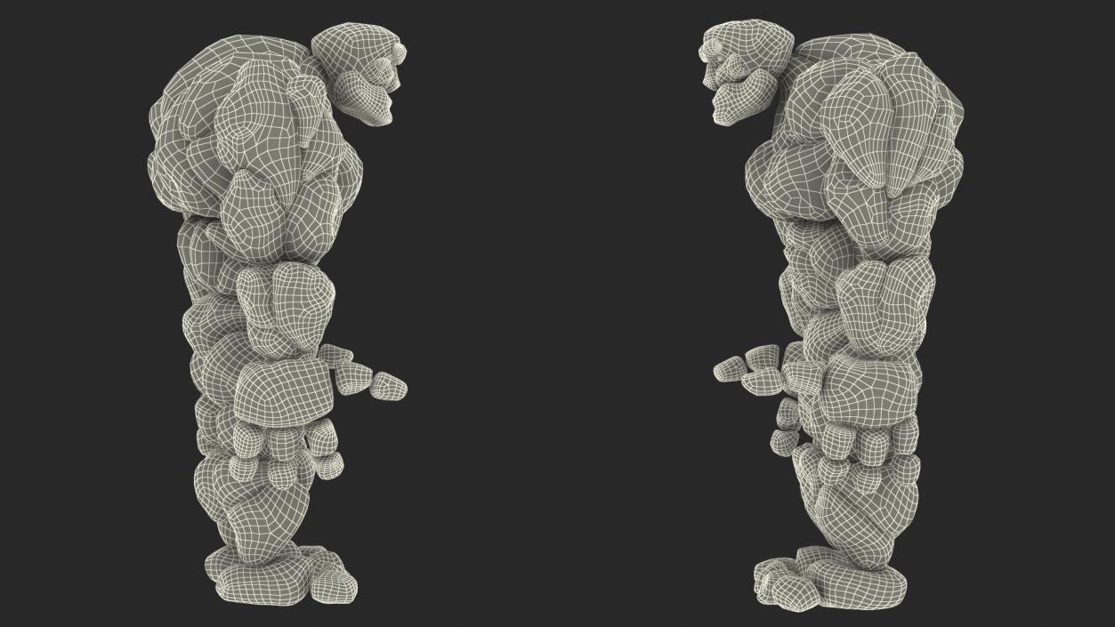 Stone Golem Cartoon Gray Stone Standing 3D model