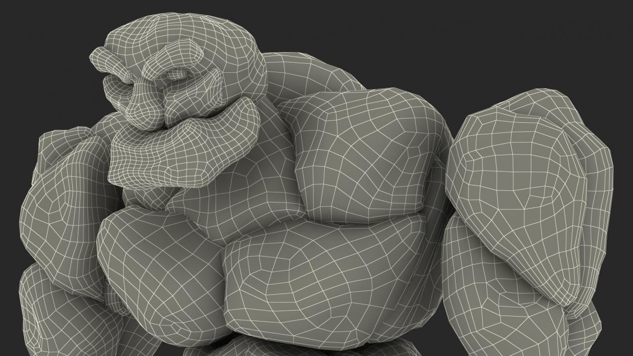 Stone Golem Cartoon Gray Stone Standing 3D model