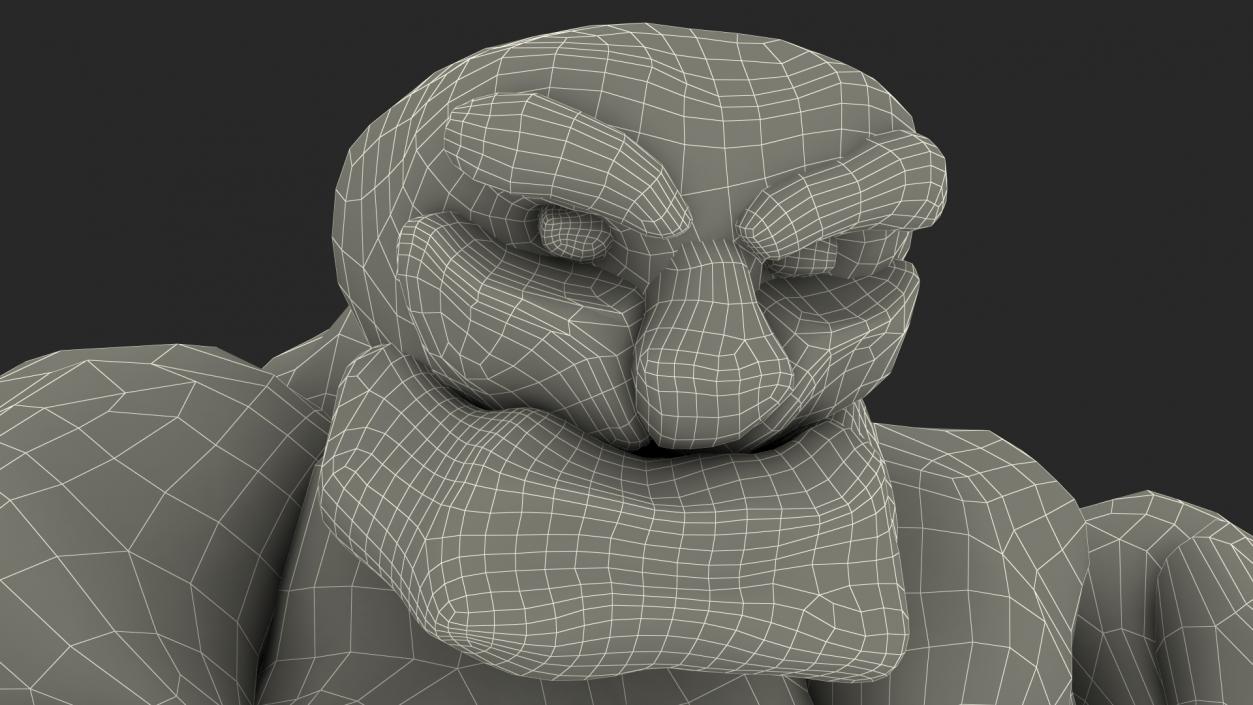 Stone Golem Cartoon Gray Stone Standing 3D model