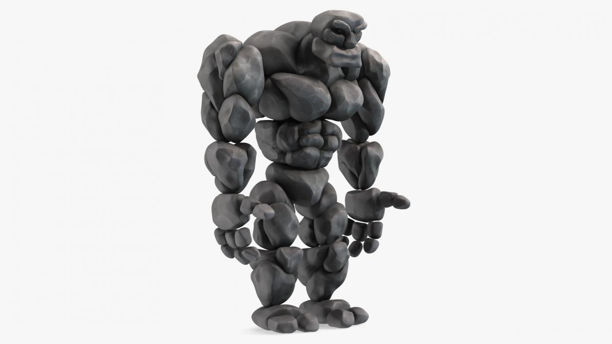 Stone Golem Cartoon Gray Stone Standing 3D model