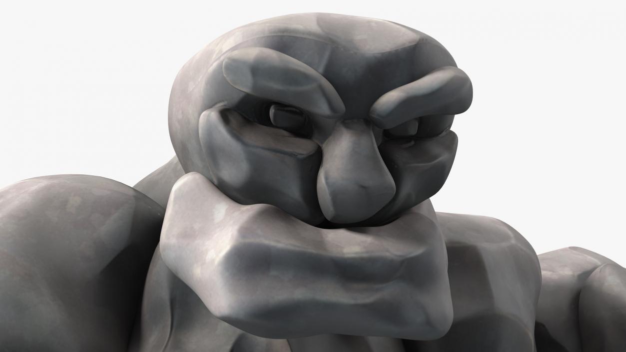 Stone Golem Cartoon Gray Stone Standing 3D model