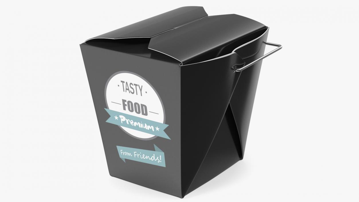 Black Paper Chinese Takeout Box 16 Oz 3D