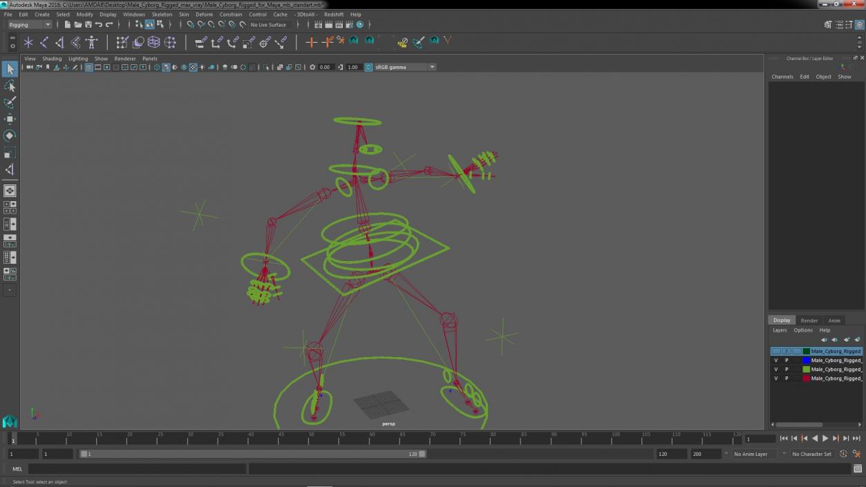 Male Cyborg Rigged for Maya 3D