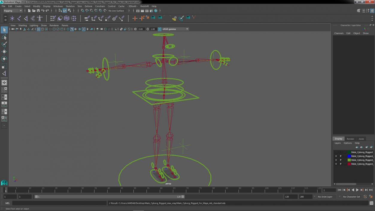 Male Cyborg Rigged for Maya 3D